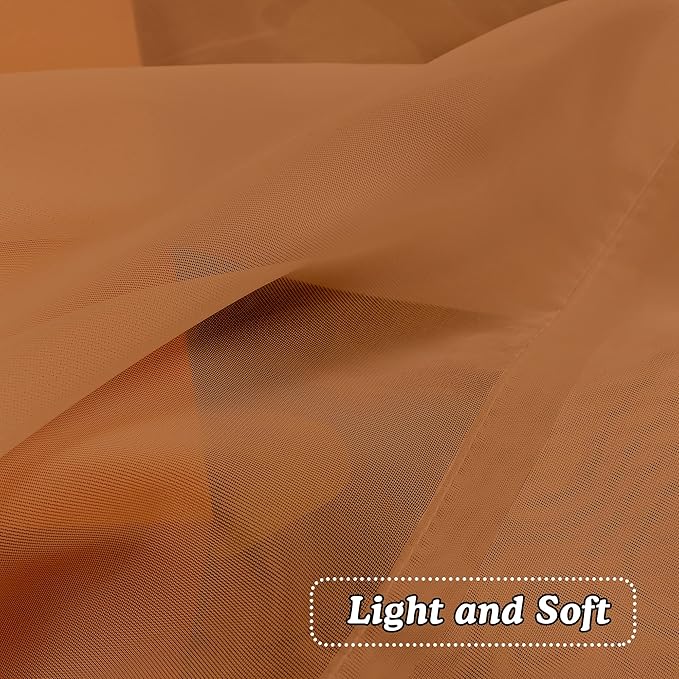 OVZME Orange Sheer Curtains 54 Inches Long 2 Panels - Image 2