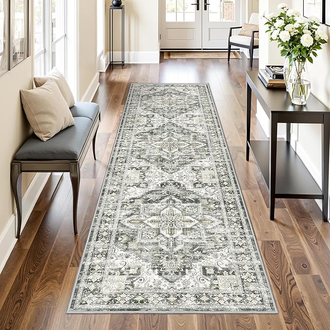 Runner Rug 2x8 Runners for Hallways Non Slip Washable, Vintage Hallway Runner by Restydon