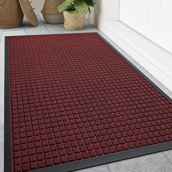 Smiry Front Door Mat Outside Entrance, Heavy Duty Natural Rubber Doormat by Smiry