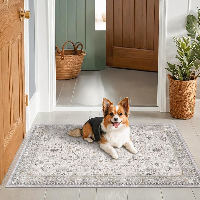 Light Grey 3x4 Large Boho Bathroom Rug - Image 6