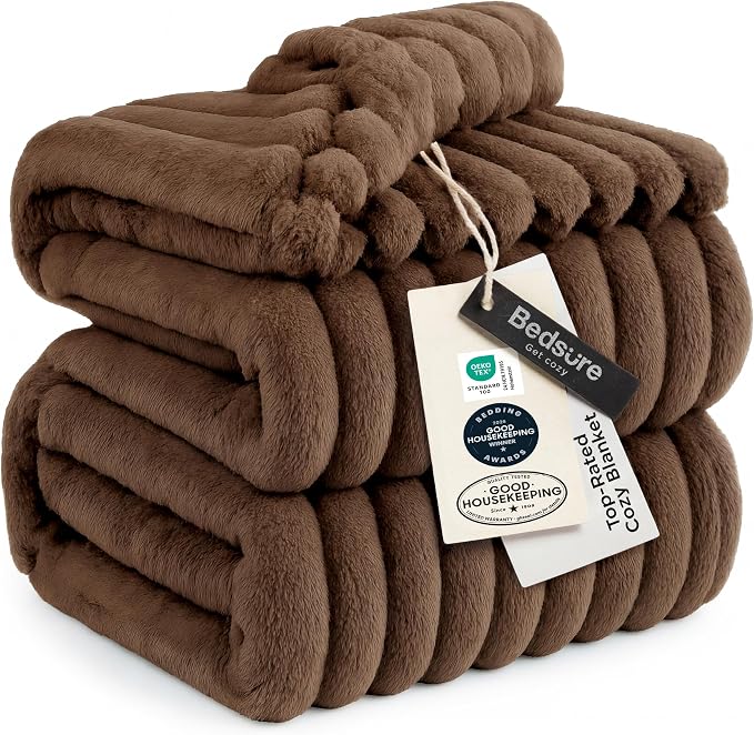 Bedsure GentleSoft Brown Fleece Blanket by BEDSURE