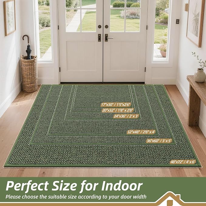 BEQHAUSE Dirt Trapper Door Mat 36" x 60", Non-Slip Washable Doormats, Low - Image 2