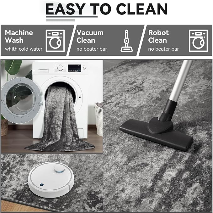 2.6x8 Black Rug Runners for Hallways Kitchen Runner Rug Non Slip Washable Black - Image 6