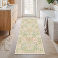 Hazo Haus Non Slip Beige Green Bathroom Runner Rug by HazoHaus