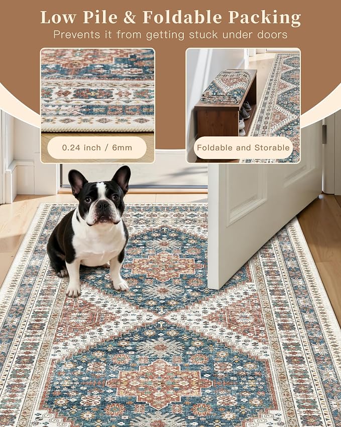 Madane Hallway Runner Rug 2'6''x12' Kitchen Runner, Non Slip Vintage Runners - Image 6