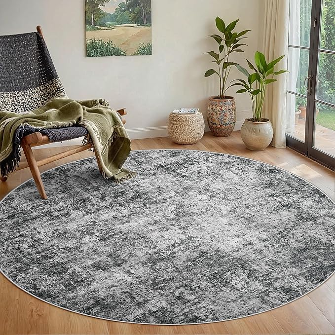 Round Rug 6ft Circle Rug Washable: Carpet Small Circular Area Rug by Aelenmu