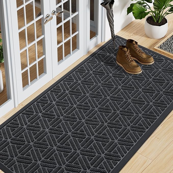Smiry Front Door Mat Outside Entrance, Heavy Duty Sturdy Natural Rubber Doormat by Smiry