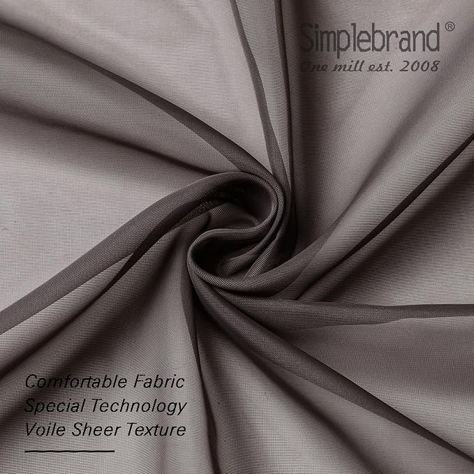 Simplebrand Chocolate Short Sheer Kitchen Curtains 36 Inch Length Tier Rod - Image 6