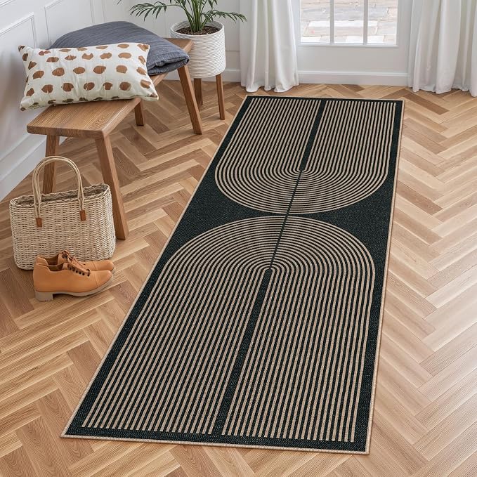 Lahome Enfys Modern Rainbow Hallway Runner Rug, 2x6 Washable Easy Jute Rugs by Lahome