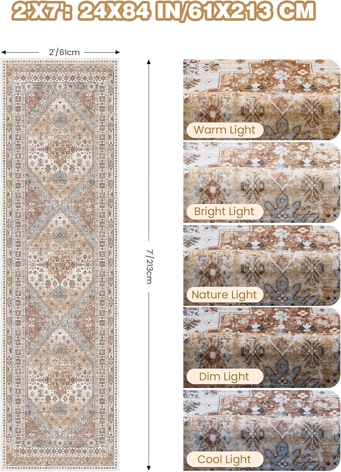 2x7 Runner Rug, Thin Entryway Non Slip Washable Rugs - Image 2