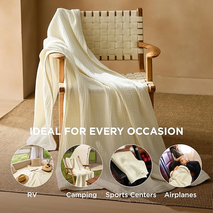 Bedsure 100% Cotton Muslin Throw Blanket Twin XL - Image 4