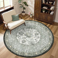 GarveeHome Provence Fog Gray Botanical Grove 5ft Round Rug, Small Circle by GarveeHome