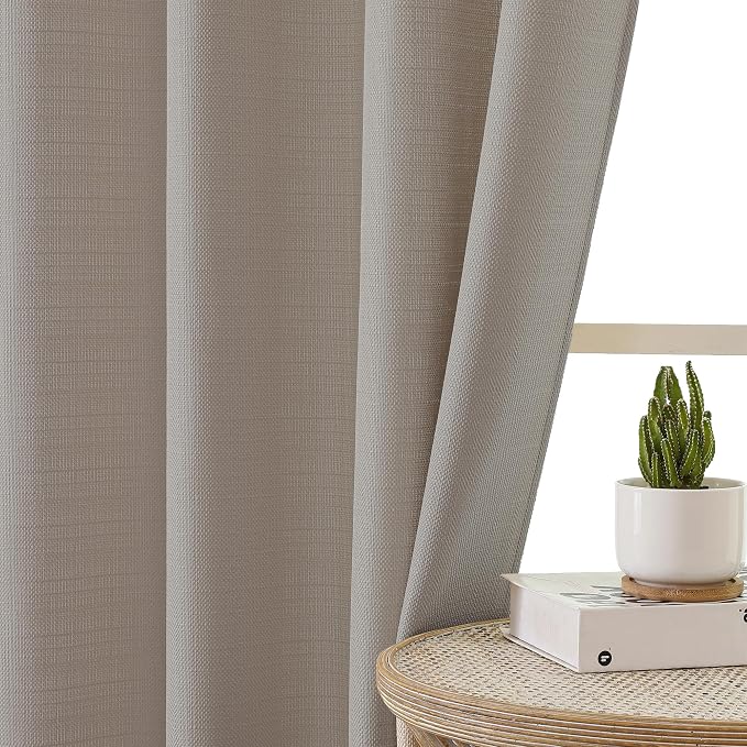 Chyhomenyc Stone Beige Valance for Windows, Light Filtering Faux Linen Textured - Image 8