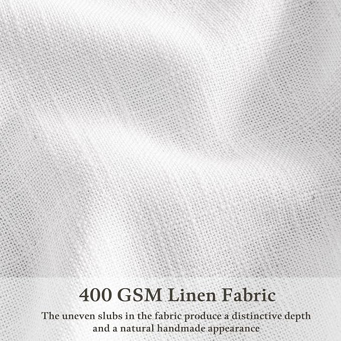 Snow White Pleated Linen Semi Sheer Light Filtering Neutral Curtains 50x96 | - Image 4