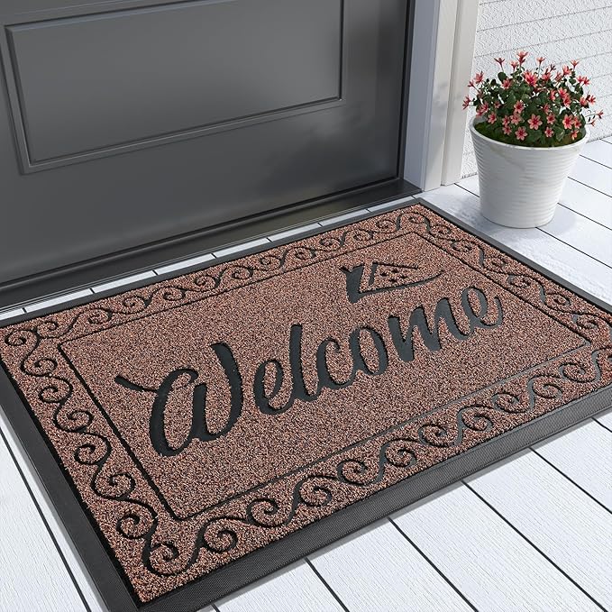 Yimobra Welcome Front Door Mat, Heavy Duty Easy Clean Doormat Indoor Outdoor by Yimobra