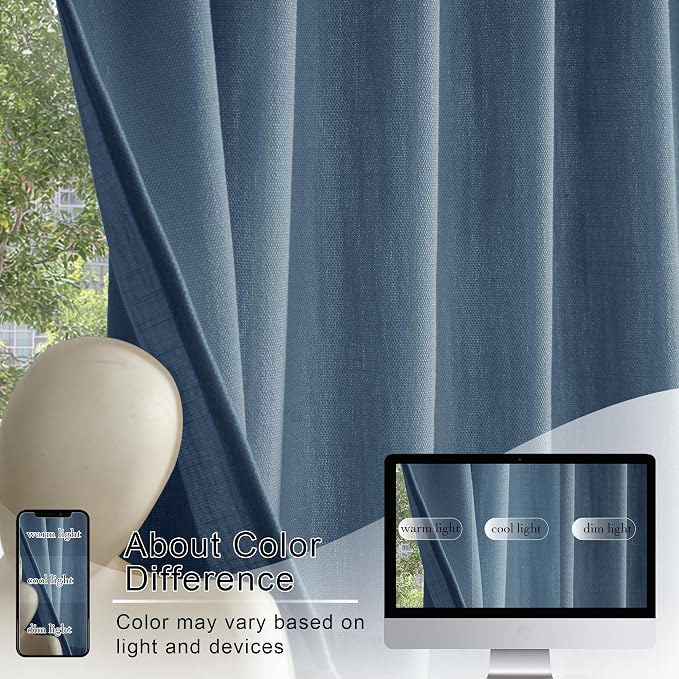 RYB HOME Kitchen Curtains Valances Faux Linen Blended Privacy Protect Shabby - Image 7