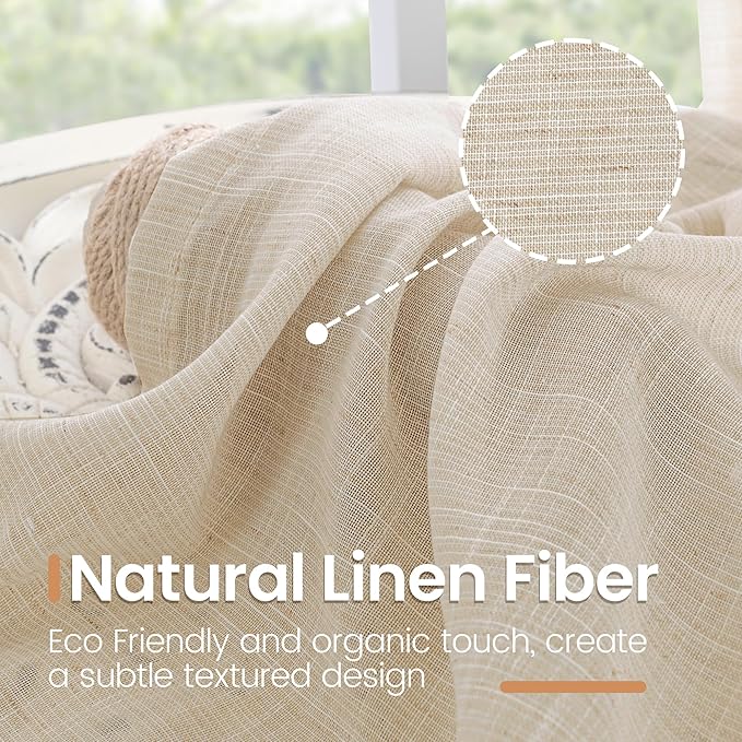 BGment Natural Linen Curtains 63 Inches Long - Image 3