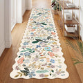 Washable Hallway 2'6x12 Runner Rug: Floral Scalloped Rug by HYHAOYUNLAI