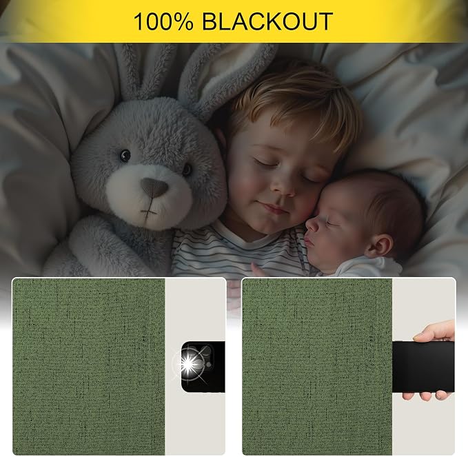 Olive Green Blackout Curtains for Bedroom 96 Inches Long Floor Length 2 Panel - Image 4