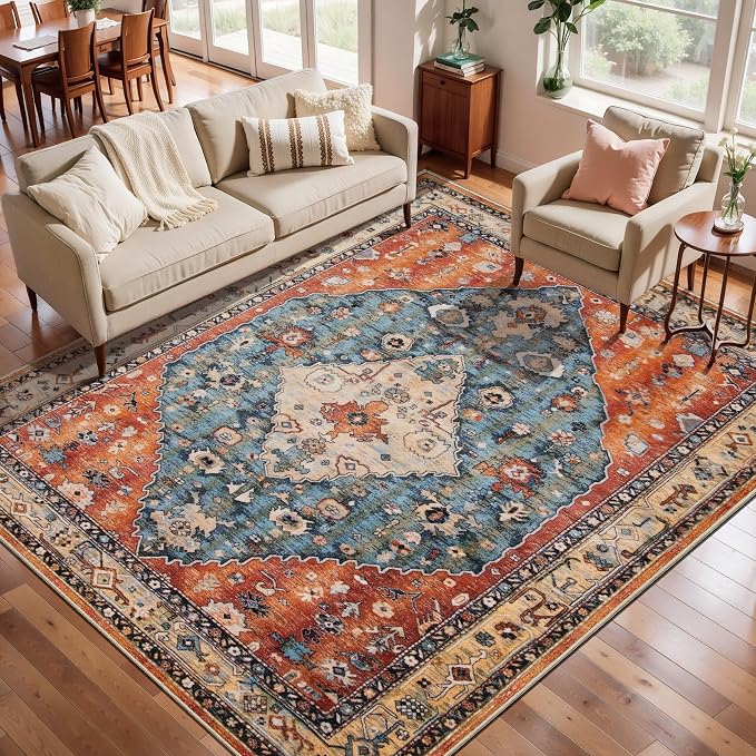 SERISSA 5x8 Area Rugs for Living Room, Large Washable Non-Slip Boho Rug by SERISSAHomeDecorCollection