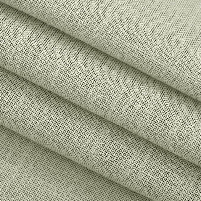 Linen Blend Sage Green Curtains 63 inch Length 2 Panels - Image 6