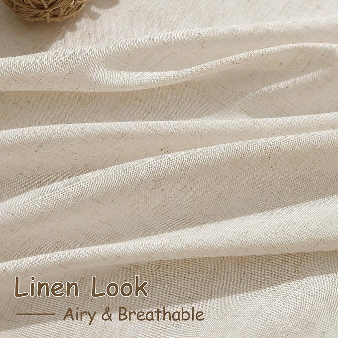 Cream Beige Linen Curtains 132 Inch Length - Image 4