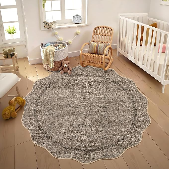 GarveeHome Scalloped Round Area Rugs Washable Small Round Rug 3ft Non-Slip | - Image 7