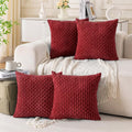 Set of 4 Burgundy Decorative Throw Pillow Covers 26x26 Inch Corduroy Pillow by Cozoomy