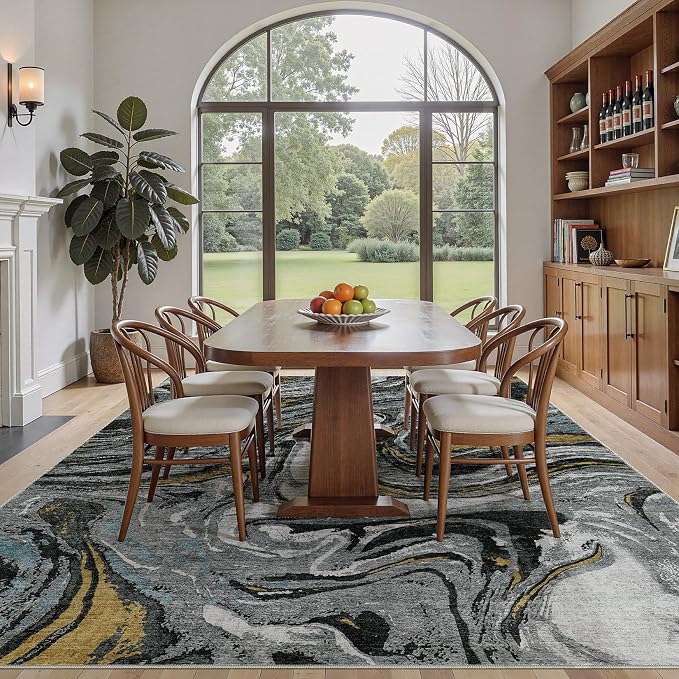 DMOYEST 10x14 Area Rug for Living Room-Washable Neutral Modern Abstract Rugs - Image 3