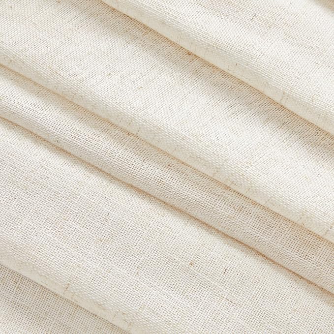 MYSKY HOME Linen Curtains for Living Room, Natural Semi Sheer Curtains & Drapes - Image 9