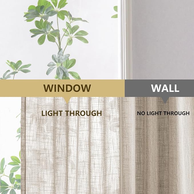 MYSKY HOME Semi Sheer Light Oatmeal Curtains 36 Inches Long - Image 7