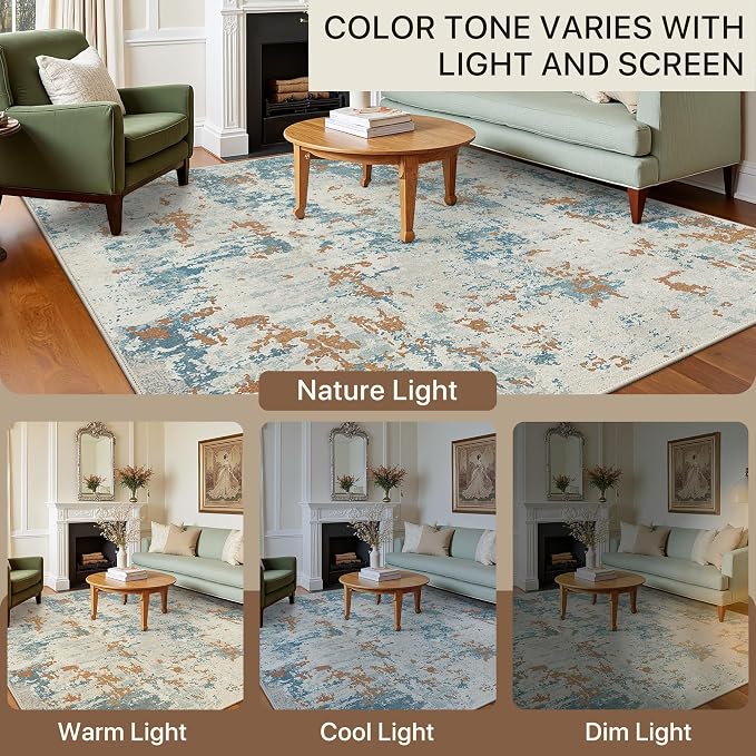 Area Rugs 8x10 for Living Room Bedroom, Modern Abstract Machine Washable Rug - Image 6
