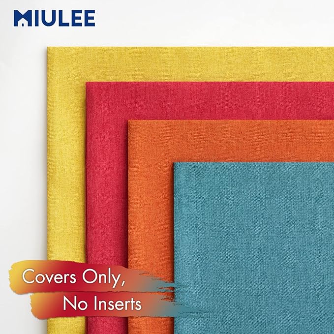 MIULEE Pack of 4 Decorative Outdoor Throw Pillow Covers Linen Waterproof Pillow - Image 5