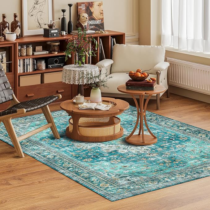 Washable Area Rug 3' x 5 ' Vintage Traditional Persian Mat - Image 2