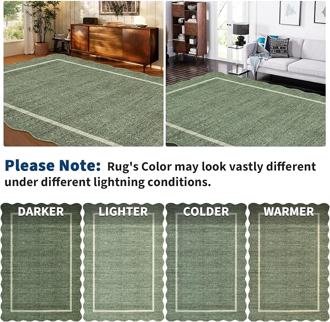 GarveeHome Scalloped Washable Non-Slip Round Rug 4 ft - Image 9
