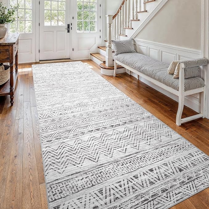 4x12 Washable Hallway Runner Rug：Moroccan Non-Slip Wide Runners by Ksrau
