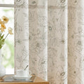 jinchan Floral Linen Curtains for Living Room 63 Inch Length Green Flower by JINCHAN