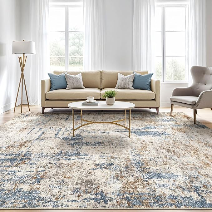 LOONGRUG 9x12 Area Rug Washable Large Neutral Modern Living Room Rugs | - Image 5