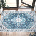 SERISSA Boho Rugs for Entryway, 2x3 Blue Entryway Rug Non-Slip Washable Small by SERISSAHomeDecorCollection