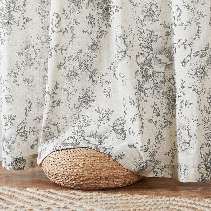 jinchan Linen Blend Curtain Floral Curtains - Image 7