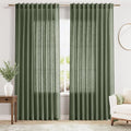Nanspring 70 Inches Wide Olive Green Linen Curtains by Nanspring