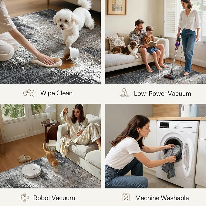 Area Rugs 8x10 for Living Room Bedroom, Modern Abstract Machine Washable Rug - Image 4