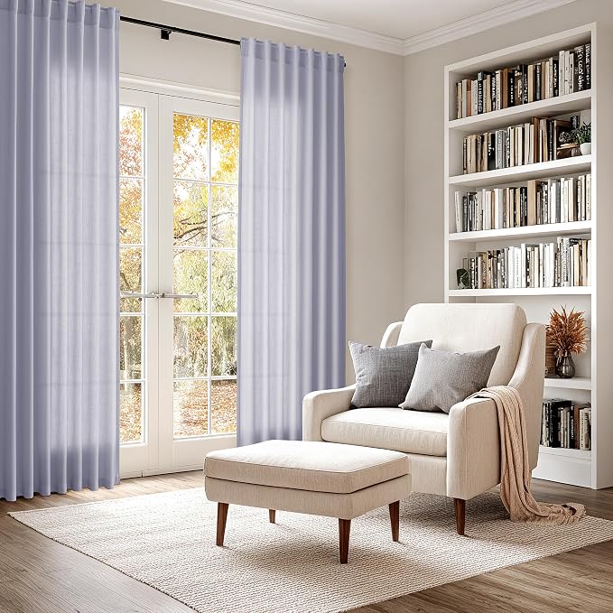 Nanspring Lavender Purple Linen Curtains 96 Inches Long - Image 6