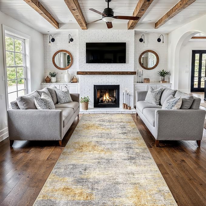 4x10 Washable Kitchen Runner Rug: Modern Abstract Wide Runners - Image 8