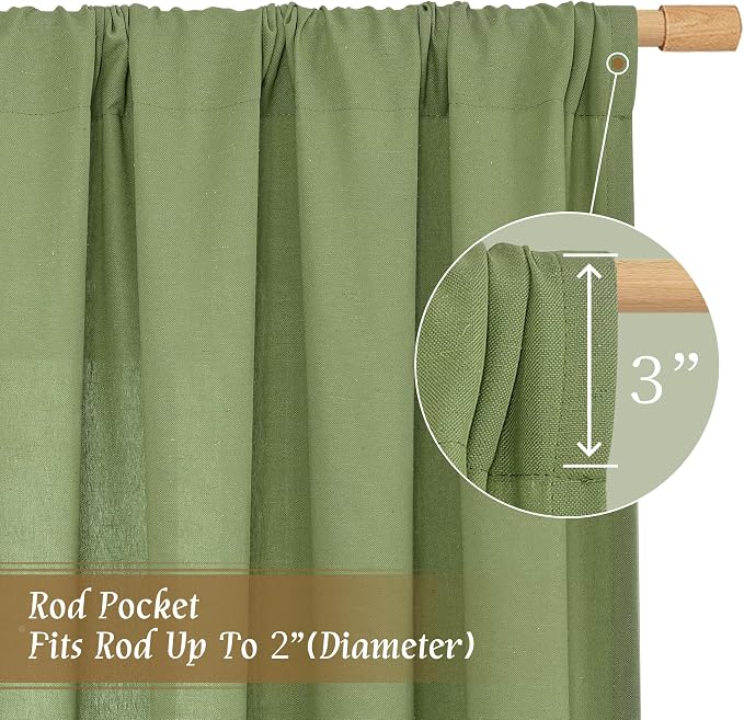 LAMIT Faux Linen Curtains 63 inches Long - Image 3