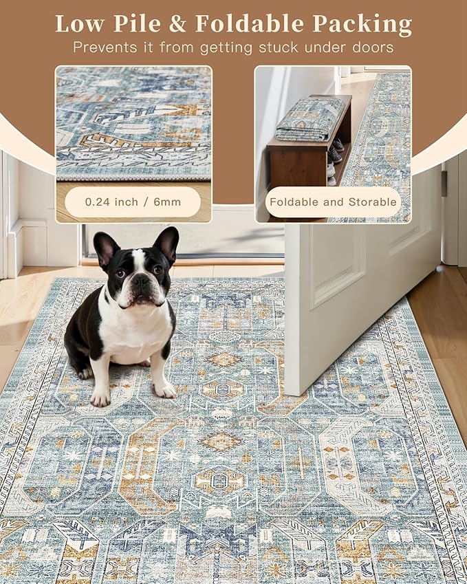 Madane Runner Rug 2x8, Washable Hallway Runner Rugs, Non-Slip Low-Pile Soft - Image 6
