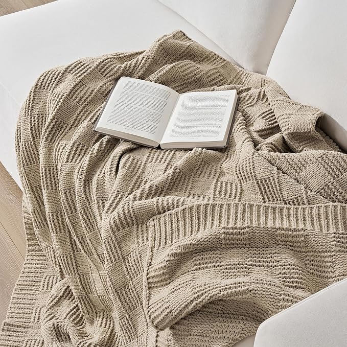 EVERGRACEHOME Modern Checkered Chenille Throw Blanket, Soft Cozy Plaid Knitted - Image 8