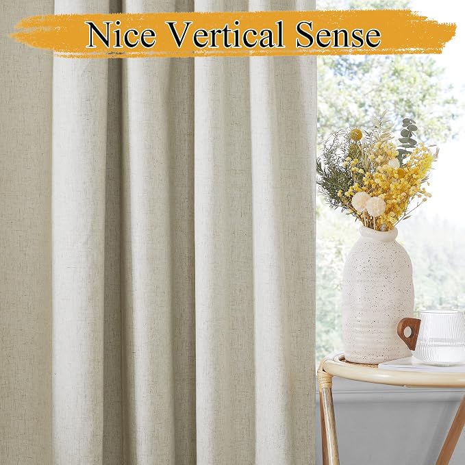 RYB HOME Natural Linen Blended Curtains - Image 5