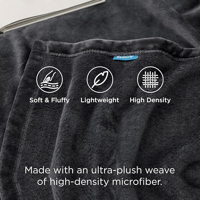 Bedsure Charcoal Fleece Blanket 50x70 Blanket - Image 3