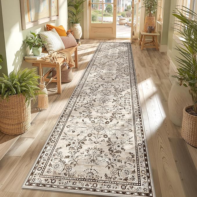 Yamaziot Washable Runner Rug 2x10 – Floral Non Slip Boho Hallway Runner Rug by Yamaziot